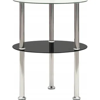 Konferenční stolek Dvoupatrový odkládací stolek kulatý 38 x 50 cm průhledný a černý