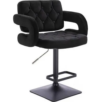 Barová židle LuxuryForm DESIGN Barová židle ADRIA VELUR na černé hranaté podstavě - černá