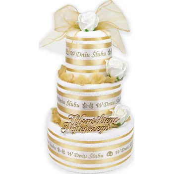 Sada ručníků a osušek PREZENTEX Luxusní Dort - Vyrobeno z 5 ručníků - DÁREK Svatba svatby Narozeniny