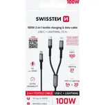 SWISSTEN NABÍJECÍ KABEL 2v1 100W USB-C / USB-C + LIGHTNING 1,5 M ČERNÝ