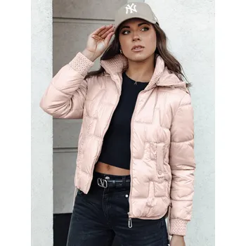 Dámská softshellová bunda Dstreet Dámská bunda FASHWARM krátká prošívaná s kapucí TY4637 Barva: Růžová, Velikost: M