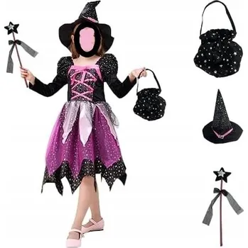 Karnevalový kostým Kostým Čarodějnice Kostým Převlek Klobouk Šaty Hůlka 140
