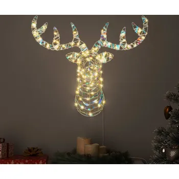 Vánoční dekorace vidaXL Sáně tažené sobem Teplá bílá 68 x 36.5 x 62.5 cm PET [42019065]