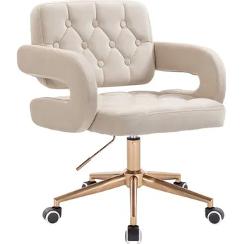 LuxuryForm DESIGN Kosmetická židle ADRIA VELUR na zlaté podstavě s kolečky - krémová