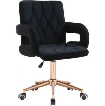 LuxuryForm DESIGN Židle BOSTON VELUR na zlaté podstavě s kolečky - černá