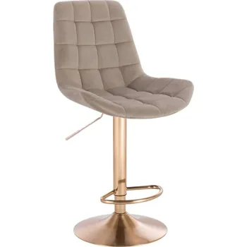 Barová židle LuxuryForm DESIGN Barová židle PARIS VELUR na zlatém talíři - latte