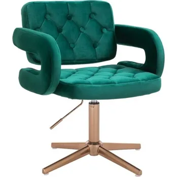 LuxuryForm DESIGN Kosmetická židle ADRIA VELUR na zlatém kříži - zelená