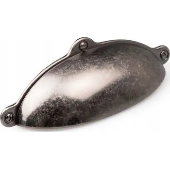 Nábytkové kování Nábytková úchytka mušle ANTICKÉ STŘÍBRO UM-049