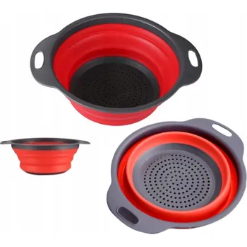 Cedník a síto Skládací silikonové sítko/cedník 19,5 cm ČERVENÉ