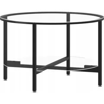 Konferenční stolek Čajový stolek kulatý černý a průhledný 70 x 46 cm