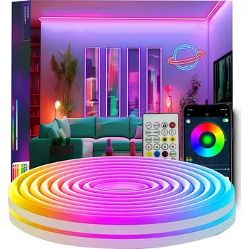 LED páska 10m LED Neonová Páska RGB Ovládání Aplikací Dálkový Ovladač 24V Flexibilní Trubice Stmívatelná Aplikace