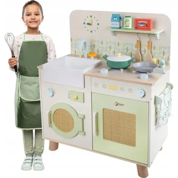 Dětská kuchyňka DŘEVĚNÁ KUCHYŇKA XXL PRO DĚTI PRAČKA DŘEZ KUCHYŇSKÁ SADA CLASSIC WORLD