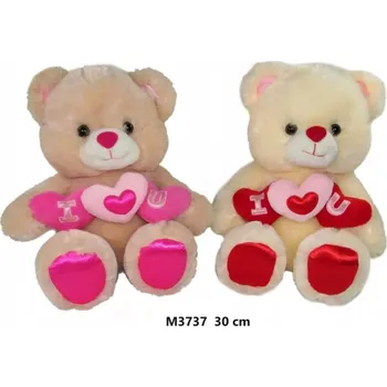 plyšák Plyšová Hračka Medvídek Love se srdcem, 2 barvy - 30 cm