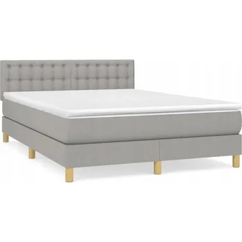 Postel Kontinentální postel 203 x 144 x 78/88 cm světle šedá s matrací 140 x 200 x