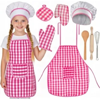 Kuchyňská zástěra Sada Malého Kuchaře pro Děti 7ks Zástěra Čepice Příslušenství Kuchyňka
