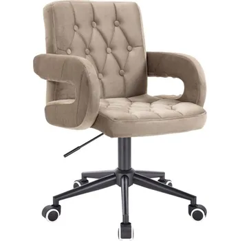 LuxuryForm DESIGN Kosmetická židle BOSTON VELUR na černé podstavě s kolečky - latte