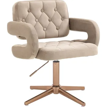 LuxuryForm DESIGN Kosmetická židle ADRIA VELUR na zlatém kříži - latte