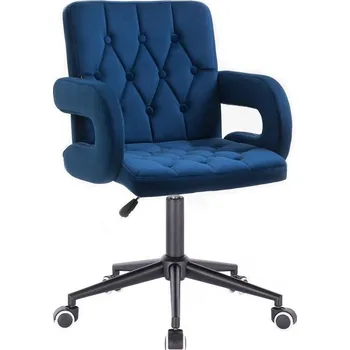 LuxuryForm DESIGN Kosmetická židle BOSTON VELUR na černé podstavě s kolečky - modrá