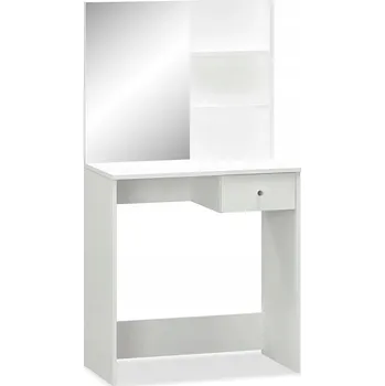 Toaletní stolek Toaletní Stolek matný bílý 75 x 40 x 141 cm s velkým zrcadlem a zásuvkou