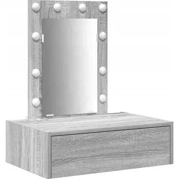 Toaletní stolek Toaletní Stolek šedý se zrcadlem, materiál na bázi dřeva, 60 x 40 x 70 cm