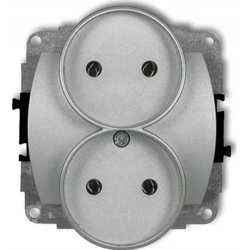 Elektrická zásuvka 7GPR-2 stříbrná Dvojitá zásuvka bez uzemnění 16A IP20 Karlik řada TREND