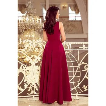 Dámské šaty 246-1 CINDY dlouhé šaty s výstřihem - BORDÓ - L