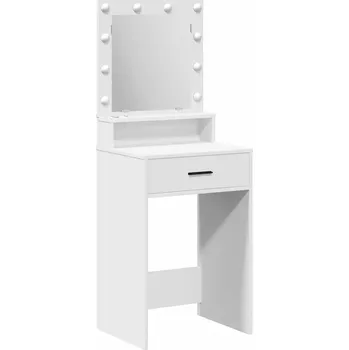 Toaletní stolek Bílá minimalistická toaletní stolek se se zrcadlem a LED osvětlením 50 x 41 x 135 cm