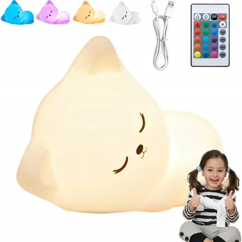 Lampička Noční lampa pro děti LED KOČKA měkká SILIKONOVÁ barevné světlo KOČKA