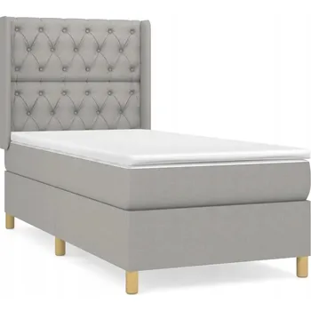 Postel Kontinentální postel světle šedá 203 x 83 x 118/128 cm s matrací 80 x 200 x