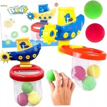 Hračka pro nejmenší Sada Loďka s Košem a Míčky Hračka Do Vany Házení Míčků do Koše