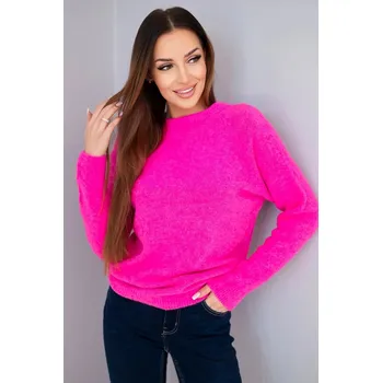 Dámský svetr Svetr dámský z baby alpaky s dlouhým rukávem neonově růžový UNI
