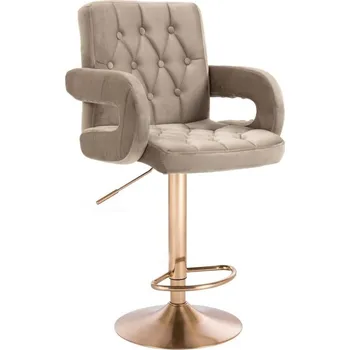 Barová židle LuxuryForm DESIGN Barová židle BOSTON VELUR na zlatém talíři - latte