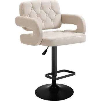 Barová židle LuxuryForm DESIGN Barová židle ADRIA VELUR na černém talíři - krémová