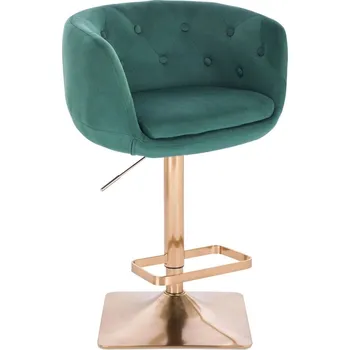 Barová židle LuxuryForm DESIGN Barová židle MONTANA VELUR na zlaté hranaté podstavě - zelená