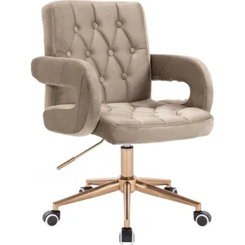 LuxuryForm DESIGN Židle BOSTON VELUR na zlaté podstavě s kolečky - latte