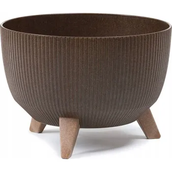Květináč Lamela LAMELA, plastová mísa na nožkách ROMA ECO COFFEE JUMPER, průměr 29 cm, espresso