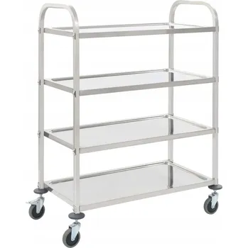 Servírovací stolek Servírovací vozík čtyřpatrový stříbrný 107x55x125 cm z nerezové oceli