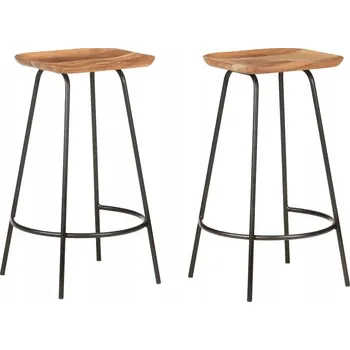 Barová židle Barové židle z masivního akáciového dřeva, 38 x 36 x 74 cm, přírodní/černé