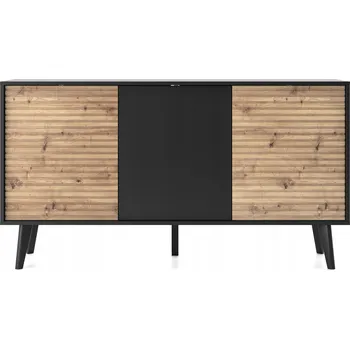 Komoda Komoda WILLOW K154 se 3 dvířky, styl Loft, Dub Artisan / Černá