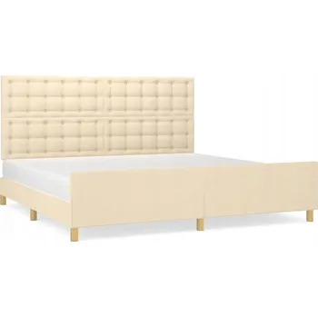 Postel Rám postele s opěrkou hlavy krémový 203 x 206 x 118/128 cm