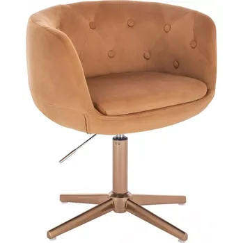 LuxuryForm DESIGN Kosmetické křeslo MONTANA VELUR na zlatém kříži - hnědé