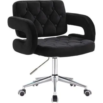 LuxuryForm DESIGN Kosmetická židle ADRIA VELUR na stříbrné podstavě s kolečky - černá