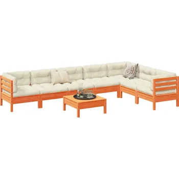 Zahradní lavice zahrada-XL 8dílná zahradní sedací souprava podušky voskově hnědá borovice 3299482