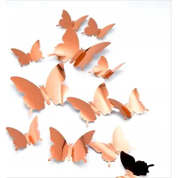 Obraz Sada nástěnných samolepek dekorace na dort ozdobný motýl 12 ks - růžová