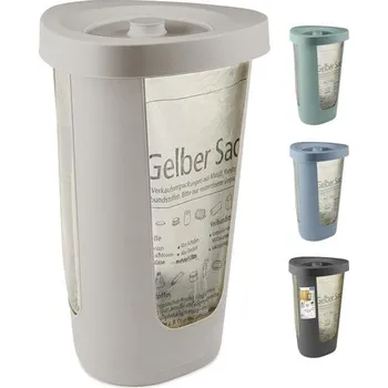 Odpadkový koš Držák na odpadkové pytle Rotho Fabu pro žluté pytle s víkem, plast (recyklovaný PP), cappuccino,