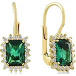 Lillian Vassago Zlaté patentové náušnice se smaragdem a zirkony