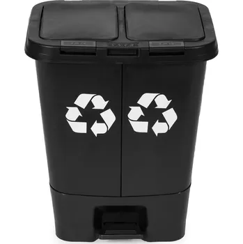 Odpadkový koš OEM 40l dvoukomorový odpadkový koš Dvojitý koš na odpad a recyklaci černý