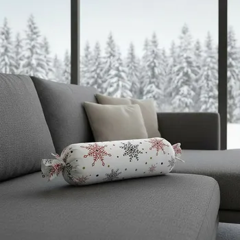 Polštář Váleček - Sněhové vločky Červené