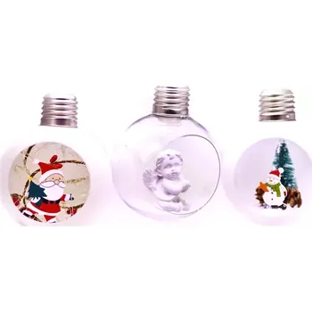 Vánoční ozdoba Vánoční baňky s LED osvětlením a postavičkami uvnitř – 3 kusy