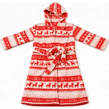 Chlapecký župan xcena Dívčí župan červenobílý s kapucí Velikost: 140